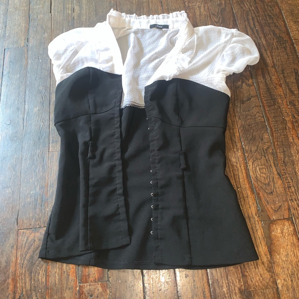 Selé white and black corset shirt size small